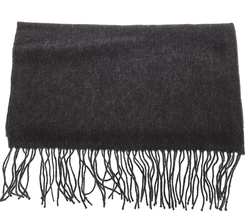 Luxurious Cashemere Blend Scarf with Fringed Ends -  Charcoal Grey