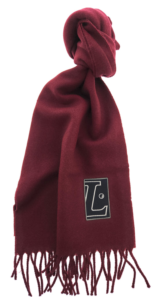 Lanvin Soft Luxurious 100% Wool Burgandy Red Fringe Scarf