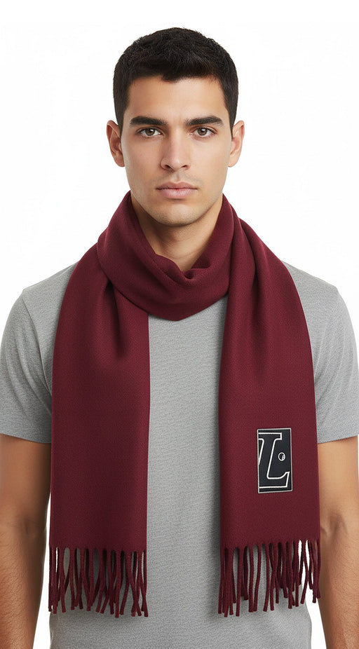 Lanvin Soft Luxurious 100% Wool Burgandy Red Fringe Scarf