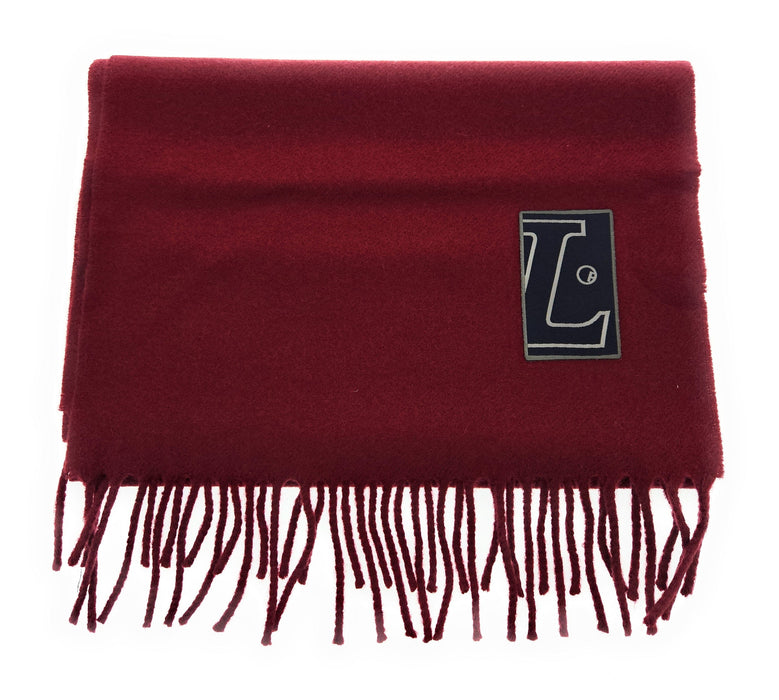 Lanvin Soft Luxurious 100% Wool Burgandy Red Fringe Scarf