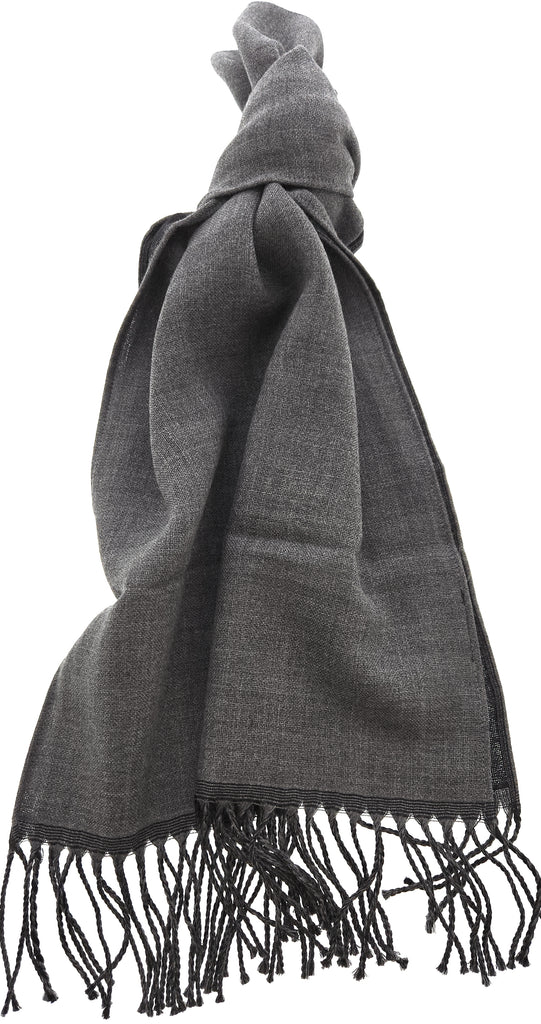 Lanvin 100% Wool Scarf - Lightweight Grey Wrap with Fringe