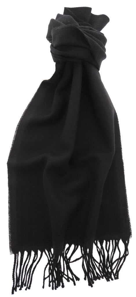 Lanvin 100% Wool Scarf - Black Luxurious Wrap with Fringe