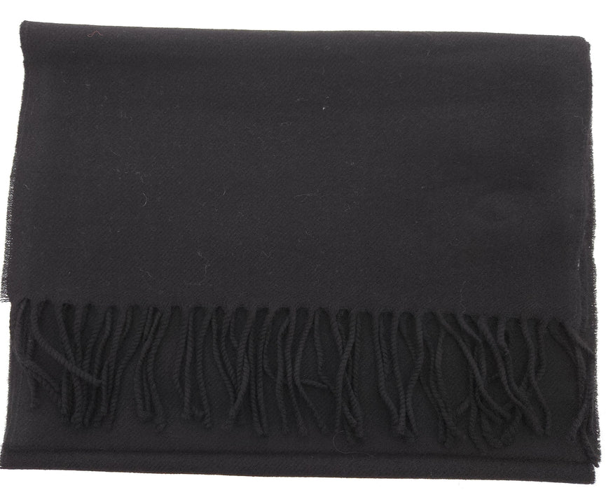 Lanvin 100% Wool Scarf - Black Luxurious Wrap with Fringe