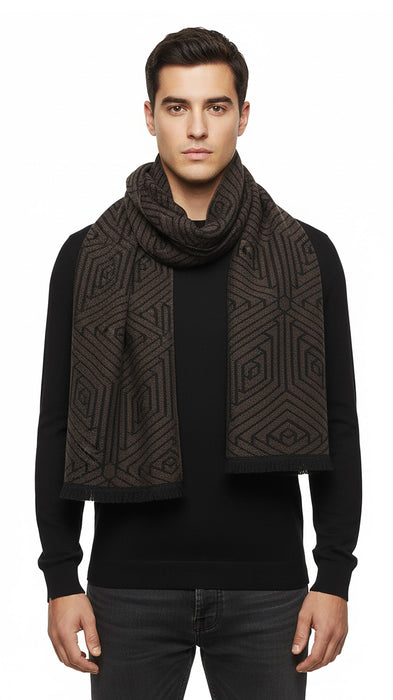 Lanvin 100% Wool Scarf with Geometric Pattern