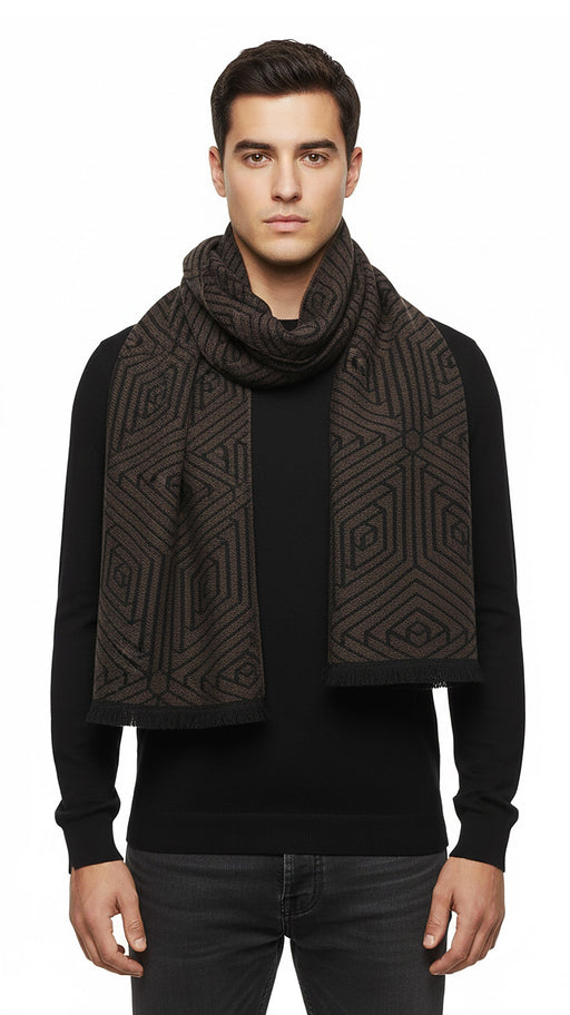 Lanvin 100% Wool Scarf with Geometric Pattern