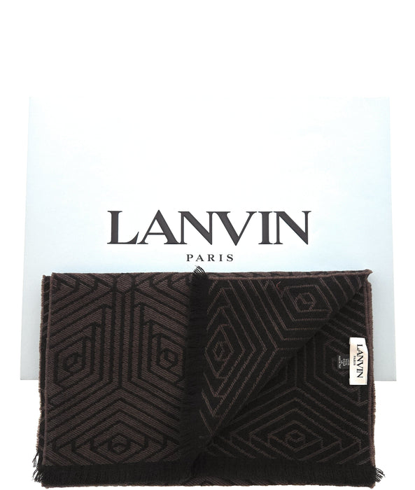 Lanvin 100% Wool Scarf with Geometric Pattern