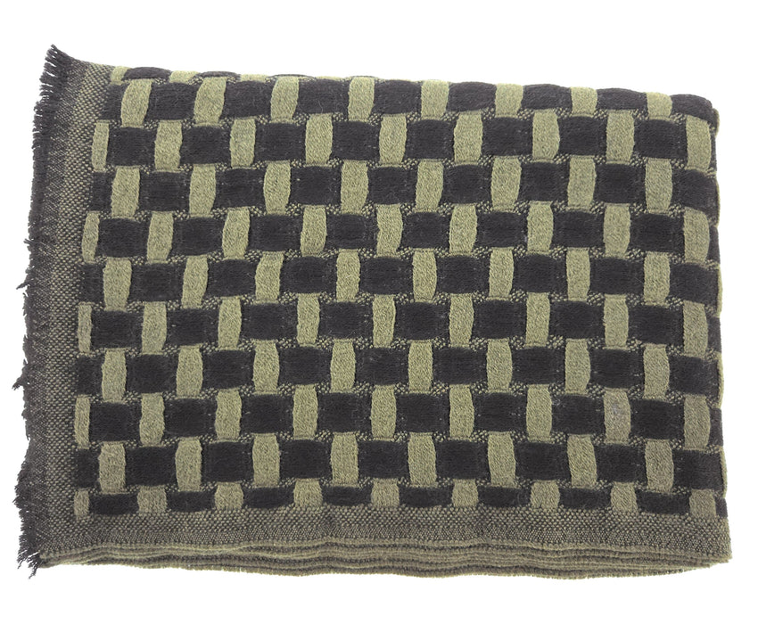 Lanvin Soft Luxurious 100% Wool Green Fringe Scarf