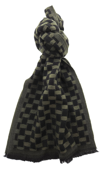 Lanvin Soft Luxurious 100% Wool Green Fringe Scarf