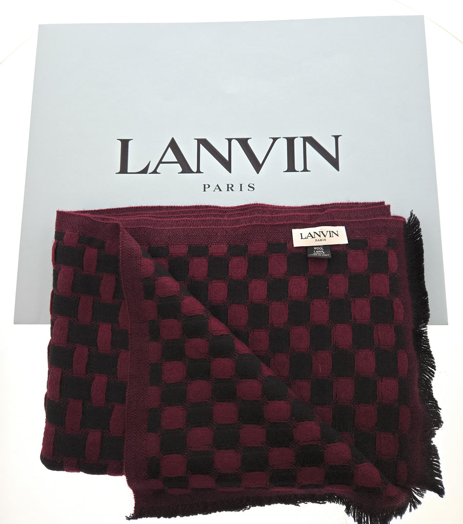 Lanvin Soft Luxurious Pure Wool Red Fringe Scarf