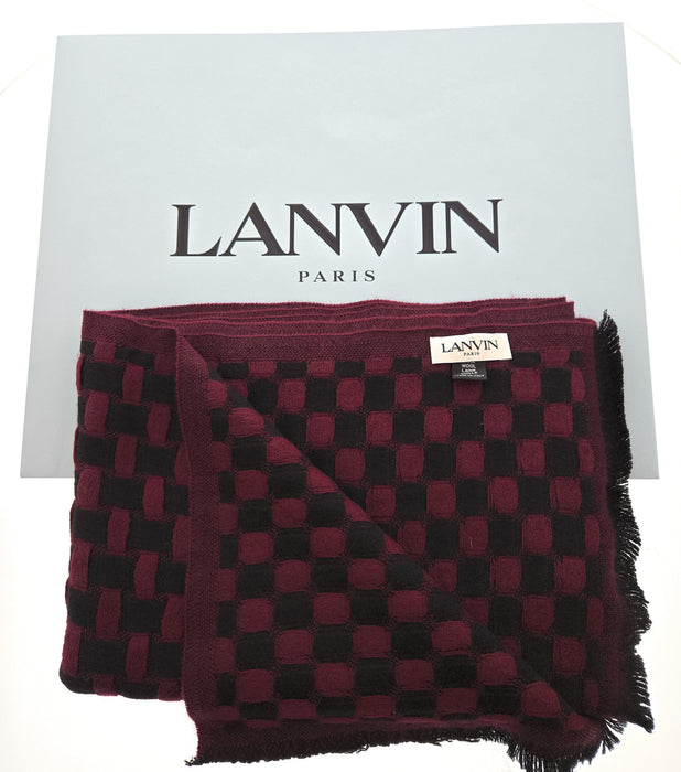 Lanvin Soft Luxurious 100% Wool Red Fringe Scarf