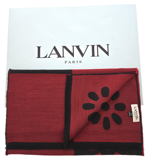 Lanvin Soft Luxurious 100% Wool Red Fringe Scarf