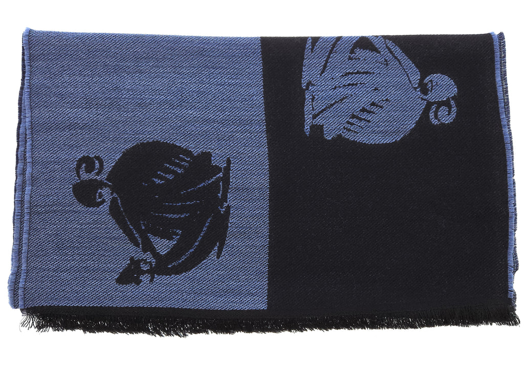 Lanvin Soft Luxurious Pure Wool blue Fringe Scarf