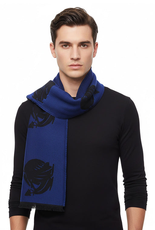 Lanvin Soft Luxurious 100% Wool blue Fringe Scarf