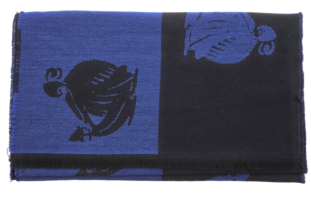 Lanvin Soft Luxurious 100% Wool blue Fringe Scarf