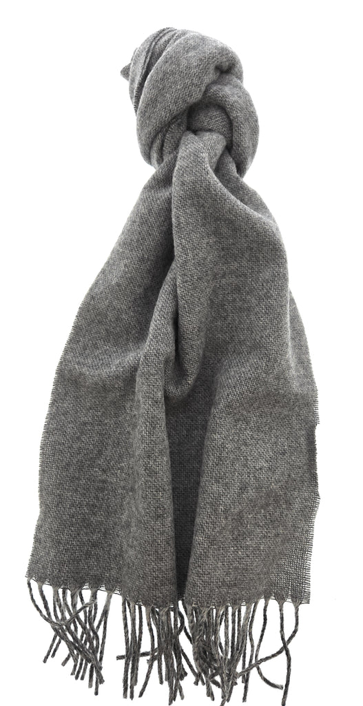 Lanvin Soft Grey Wool Scarf with Fringed Edges