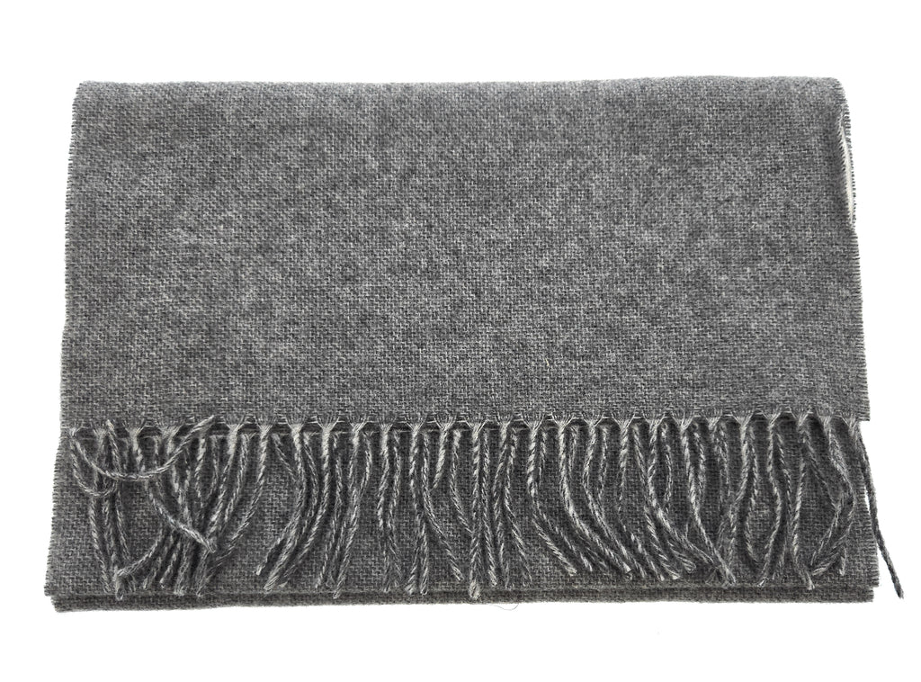 Lanvin Soft Grey Wool Scarf with Fringed Edges