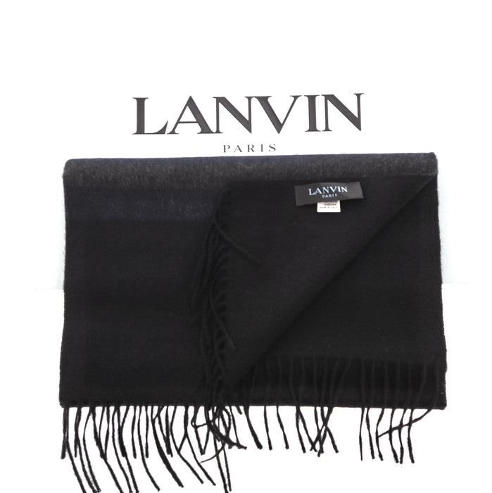 Lanvin Soft Luxurious 100% Cashmere Blue Fringe Scarf