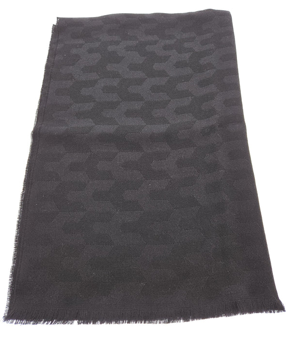 Lanvin Soft Luxurious 100% Wool Black Fringe Scarf