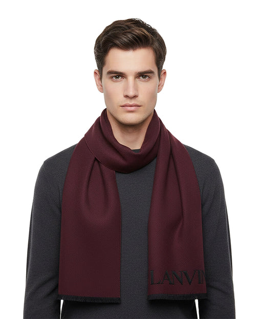 Lanvin Soft Luxurious 100% Wool Red Fringe Scarf
