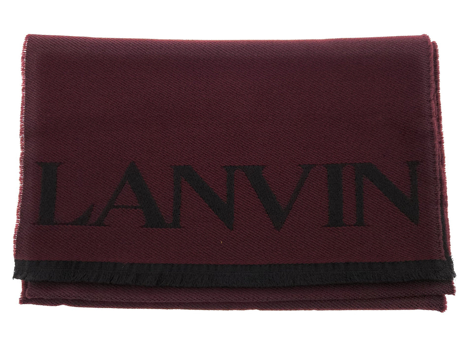 Lanvin Soft Luxurious 100% Wool Red Fringe Scarf