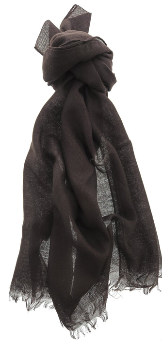 Lanvin Soft Luxurious Cashmere and Silk Brown Fringe Scarf