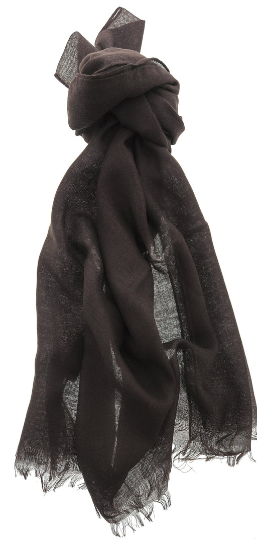 Lanvin Soft Luxurious Cashmere and Silk Brown Fringe Scarf
