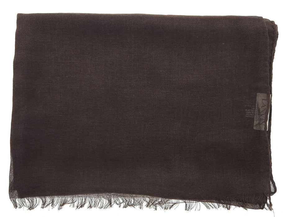 Lanvin Soft Luxurious Cashmere and Silk Brown Fringe Scarf