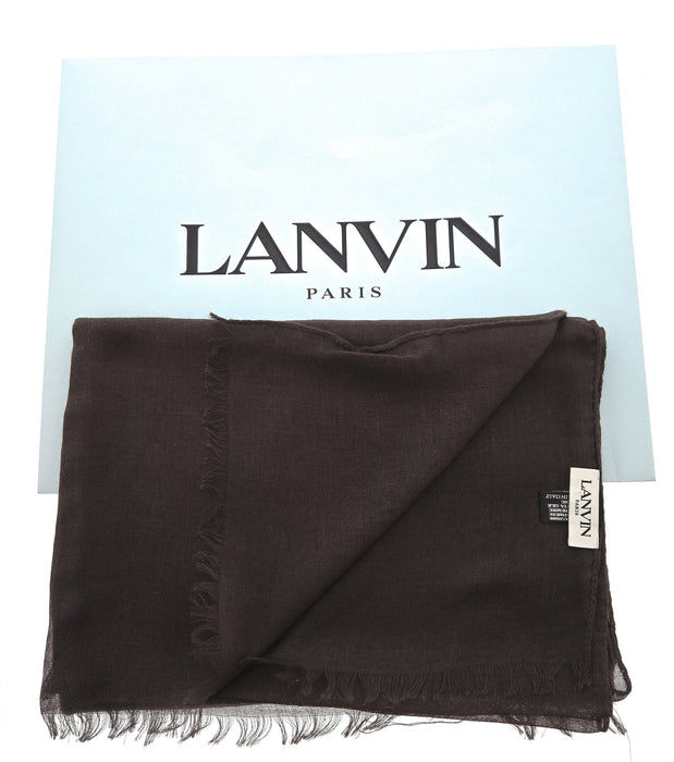 Lanvin Soft Luxurious Cashmere and Silk Brown Fringe Scarf