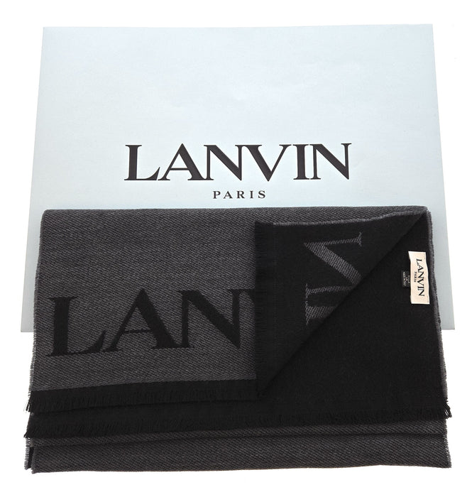 Lanvin Soft Luxurious 100% Wool Gray Fringe Scarf