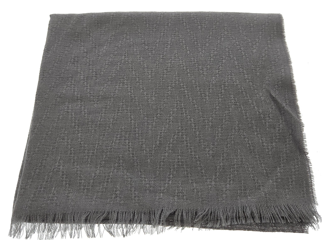 Lanvin Soft Luxurious Cashmere and Silk Gray Fringe Scarf