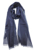 Lanvin Soft Luxurious Cashmere and Silk Blue Fringe Scarf