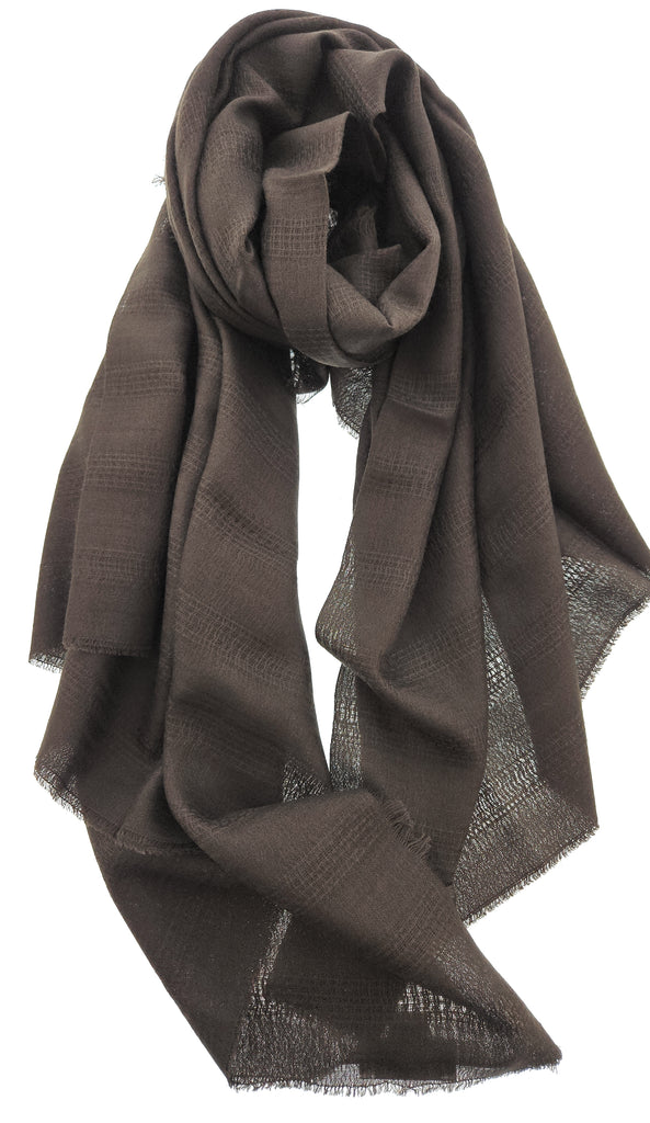 Lanvin Soft Luxurious Cashmere and Silk Army Green Fringe Scarf