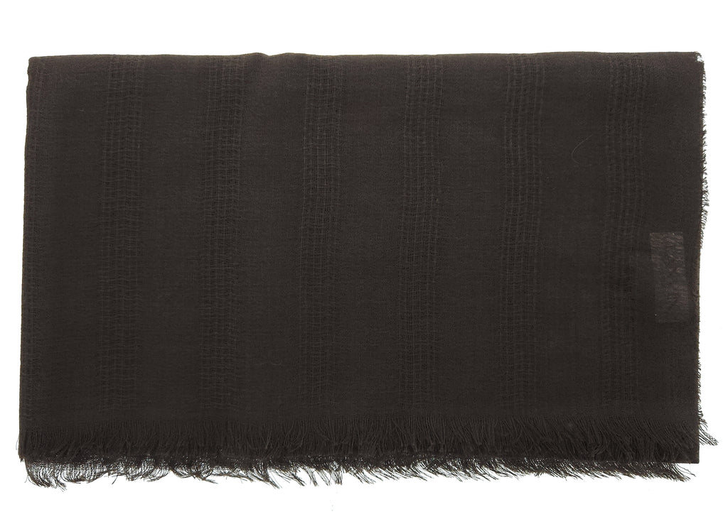 Lanvin Soft Luxurious Cashmere and Silk Army Green Fringe Scarf