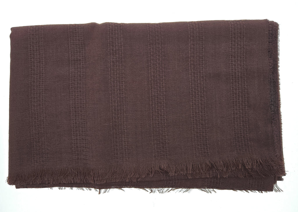 Lanvin Soft Luxurious Cashmere and Silk Brown Fringe Scarf