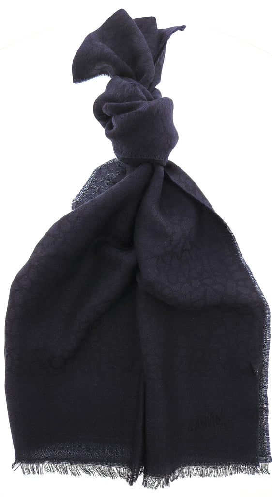 Lanvin Soft Luxurious 100% Wool Blue Fringe Scarf