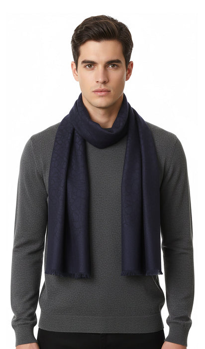 Lanvin Soft Luxurious 100% Wool Blue Fringe Scarf