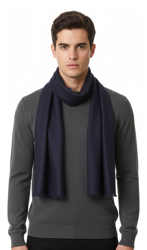 Lanvin Soft Luxurious 100% Wool Blue Fringe Scarf