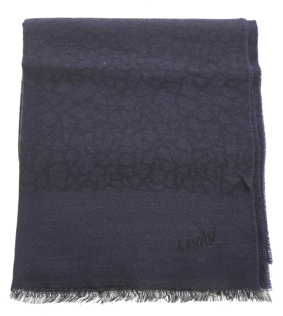 Lanvin Soft Luxurious Pure Wool Blue Fringe Scarf