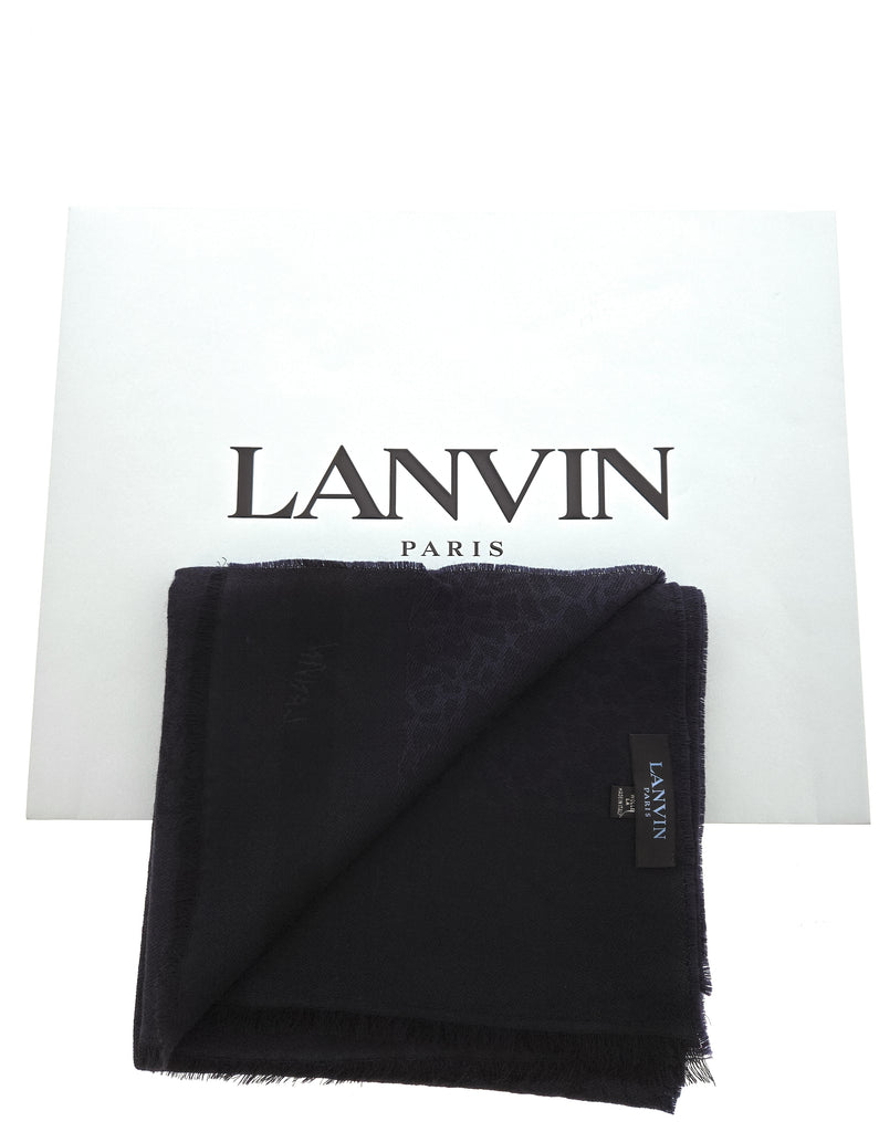 Lanvin Soft Luxurious Pure Wool Blue Fringe Scarf