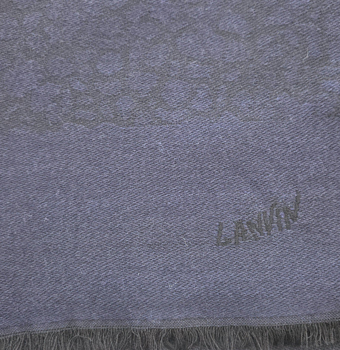 Lanvin Soft Luxurious 100% Wool Blue Fringe Scarf