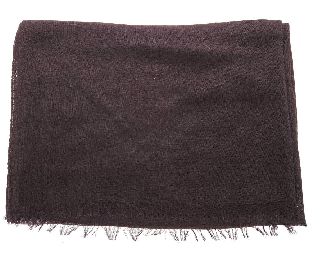 Lanvin Soft Luxurious Cashmere and Silk Purple Fringe Scarf