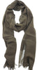 Lanvin Soft Luxurious Cashmere and Silk Olive Green Fringe Scarf