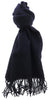 Lanvin Soft Luxurious 100% Wool Navy Fringe Scarf