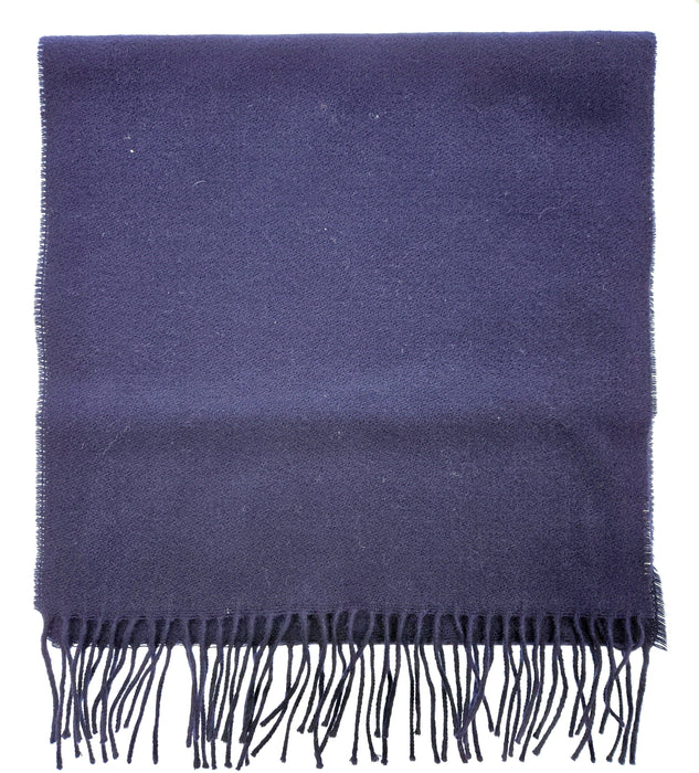 Lanvin Soft Luxurious 100% Wool Navy Fringe Scarf