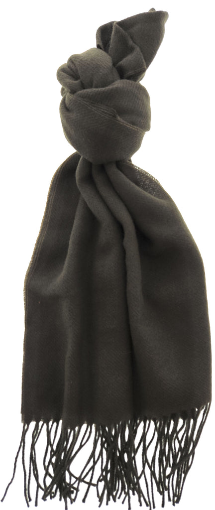 Lanvin Soft Luxurious Cashmere and Wool Army Green Fringe Scarf