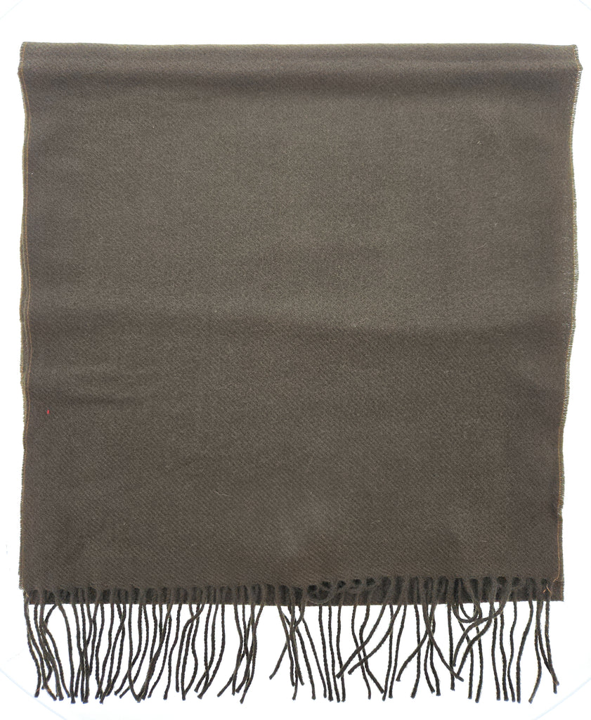 Lanvin Soft Luxurious Cashmere and Wool Army Green Fringe Scarf