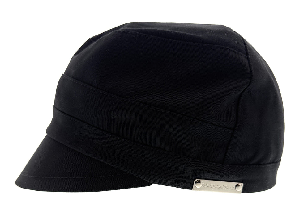 Dolce & Gabbana Black Cotton Military Style Cadet Cap -58-Adult M