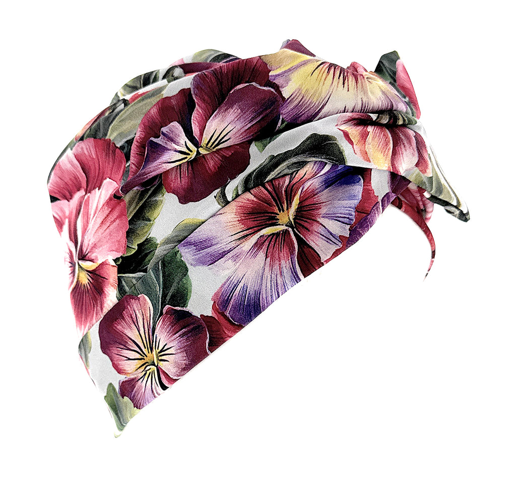 Dolce & Gabbana Women's Pansy Floral Head Wrap - Colorful Flower Patterned Turban Scarf-S