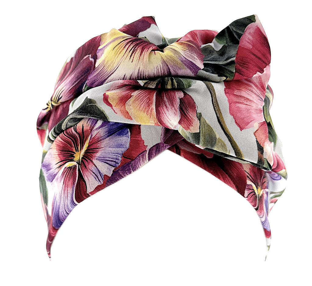 Dolce & Gabbana Women's Pansy Floral Head Wrap - Colorful Flower Patterned Turban Scarf-S