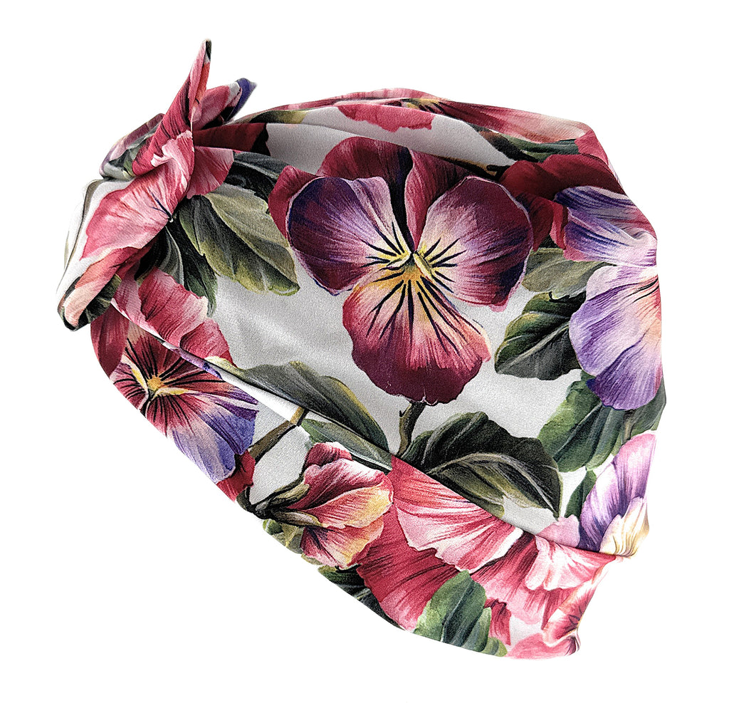 Dolce & Gabbana Women's Pansy Floral Head Wrap - Colorful Flower Patterned Turban Scarf-S